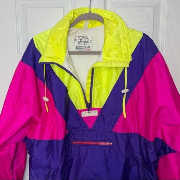 Vintage Jones 80s Neon Yellow Pink & Purple Jacket 10 - Picture 2 of 5